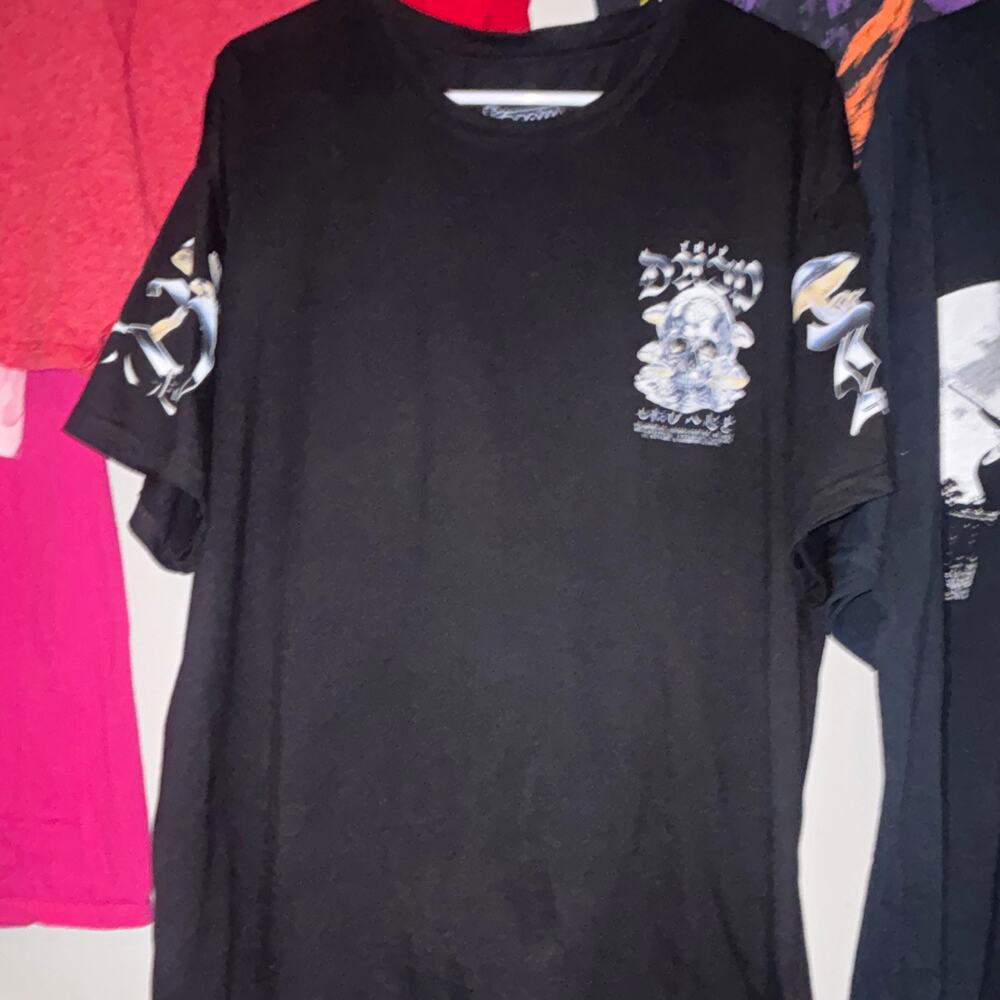 Fresh Laundry Trip Drip Men's 2XL Black Skull Graphic Crew Neck Short Sleeve Tee